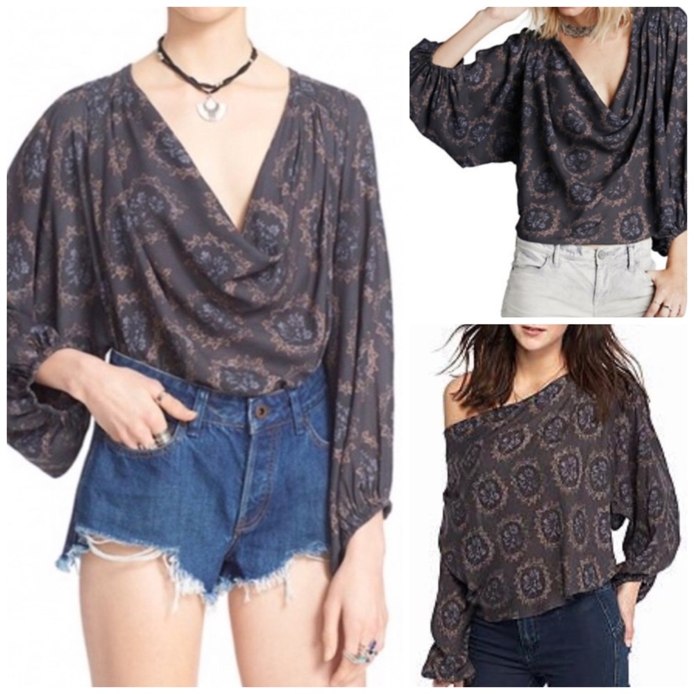 Free People Cowling Around Printed Top